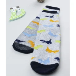 Prenatal Calcetines antideslizantes niño gris/azul Dinosaurios