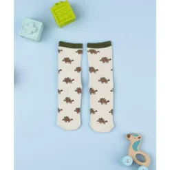 Prenatal Calcetines antideslizantes beige de niño con dinosaurios
