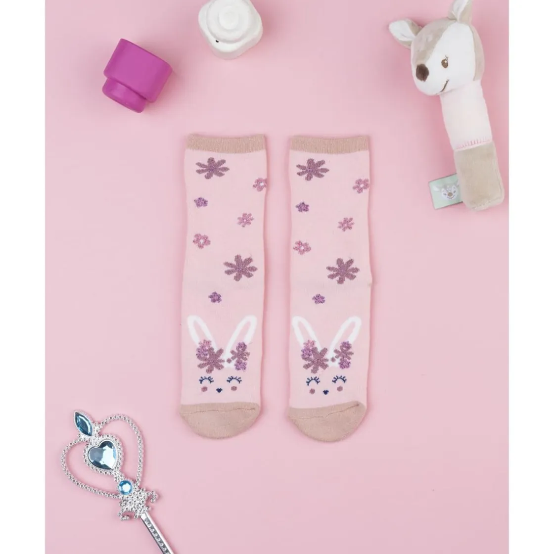 Prenatal Calcetines antideslizantes para niña rosa con conejito* Calzado Y Accesorios·Accesorios Y Complementos
