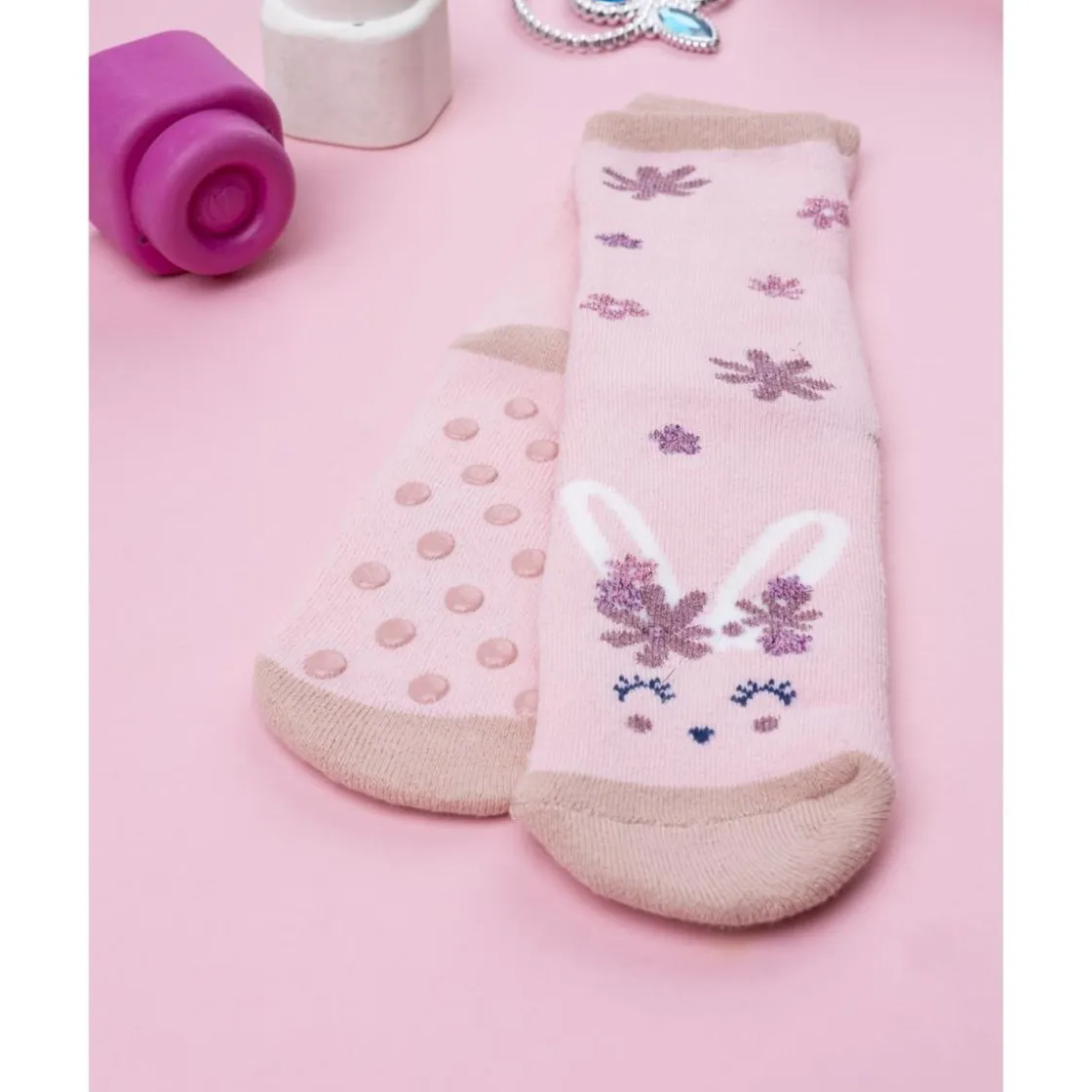 Prenatal Calcetines antideslizantes para niña rosa con conejito* Calzado Y Accesorios·Accesorios Y Complementos