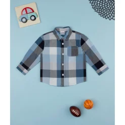 Prenatal Camisa a cuadros azul para niño