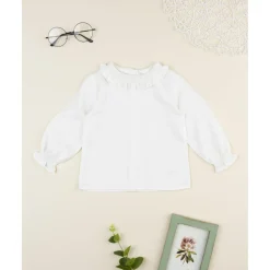 Prenatal Camisa blanca de niña con volante