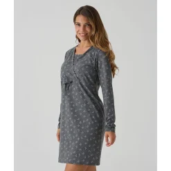 Prenatal Camisa de noche premamá gris oscuro flores all-over* Premamá·Íntimo Y Noche|Íntimo Y Noche·Pijamas Y Camisones