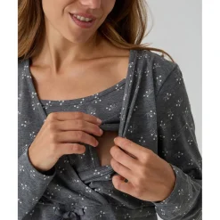 Prenatal Camisa de noche premamá gris oscuro flores all-over* Premamá·Íntimo Y Noche|Íntimo Y Noche·Pijamas Y Camisones