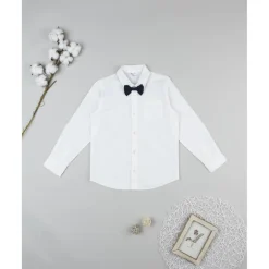 Prenatal Camisa niño blanca con pajarita azul