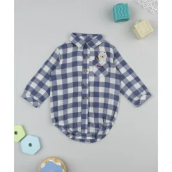 Prenatal Camisa-body de franela para niño a cuadros blanco y azul* Ropa Y Accesorios·Bodies|Recién Nacido·Ropa Y Accesorios