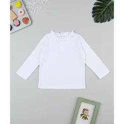 Prenatal Camiseta blanca con cuello trabajado para niña