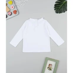 Prenatal Camiseta blanca con cuello trabajado para niña
