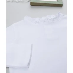 Prenatal Camiseta blanca con cuello trabajado para niña