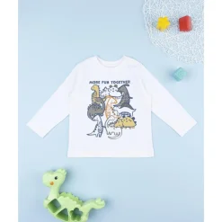 Prenatal Camiseta blanca con dinosaurios niño