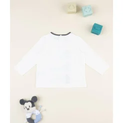 Prenatal Camiseta blanca de manga larga para niño con Mickey Mouse* Niño·Bebé Niño 3-36 Meses|Bebé Niño 3-36 Meses·Camisas Y Camisetas