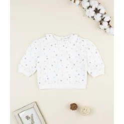 Prenatal Camiseta blanca de niña con corazones y volantes