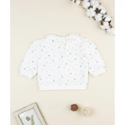 Prenatal Camiseta blanca de niña con corazones y volantes