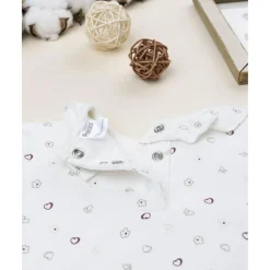 Prenatal Camiseta blanca de niña con corazones y volantes