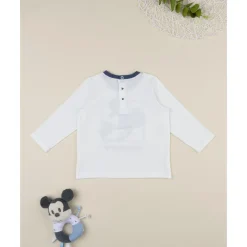 Prenatal Camiseta blanca y azul de manga larga para niño Mickey Mouse* Niño·Bebé Niño 3-36 Meses|Bebé Niño 3-36 Meses·Camisas Y Camisetas