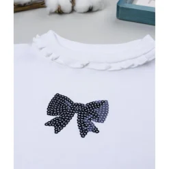 Prenatal Camiseta cuello alto niña blanca con lazo