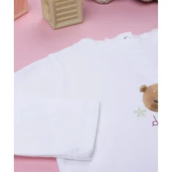 Prenatal Camiseta cuello alto niña blanca con osito* Niña·Bebé Niña 3-36 Meses|Bebé Niña 3-36 Meses·Camisas Y Camisetas
