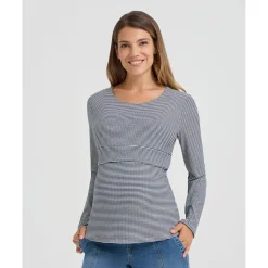 Prenatal Camiseta de lactancia a rayas azul y blanco