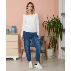 Prenatal Camiseta de lactancia blanca de jersey de algodón