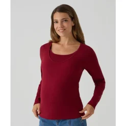 Prenatal Camiseta de lactancia roja de manga larga en punto elástico