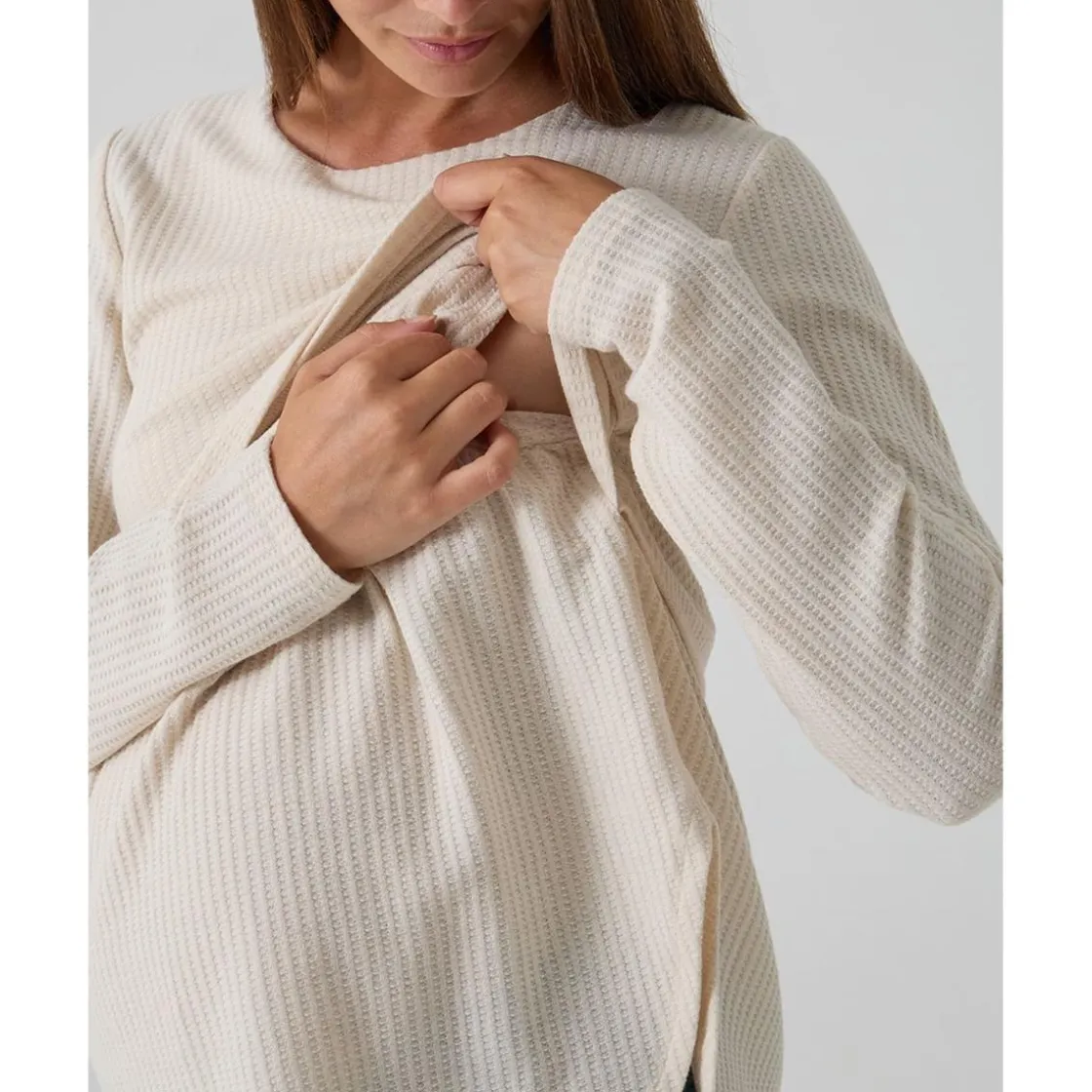 Prenatal Camiseta de lactancia y premamá en tejido waffle color crema* Premamá·Moda|Moda·Camisetas
