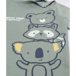 Prenatal Camiseta de manga larga para niño verde con osito
