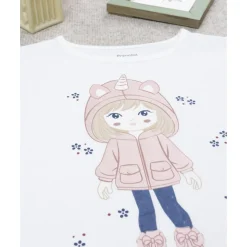 Prenatal Camiseta de niña blanca con estampado de unicornio