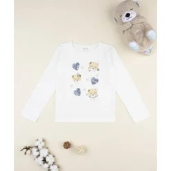 Prenatal Camiseta de niña blanca con estampado de corazones y ositos* Niña·Niña 2-10 Años|Niña 2-10 Años·Camisas Y Camisetas