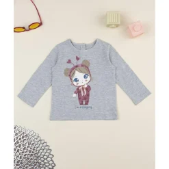 Prenatal Camiseta de niña gris con estampado* Niña·Bebé Niña 3-36 Meses|Bebé Niña 3-36 Meses·Camisas Y Camisetas