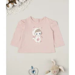 Prenatal Camiseta de niña rosa con estampado Oeko-Tex
