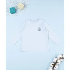 Prenatal Camiseta de niño azul con parche de oso