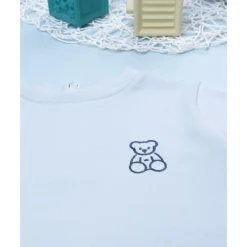 Prenatal Camiseta de niño azul con parche de oso