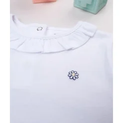 Prenatal Camiseta Niña Blanca con Detalle de Margarita y Cuello Colgante