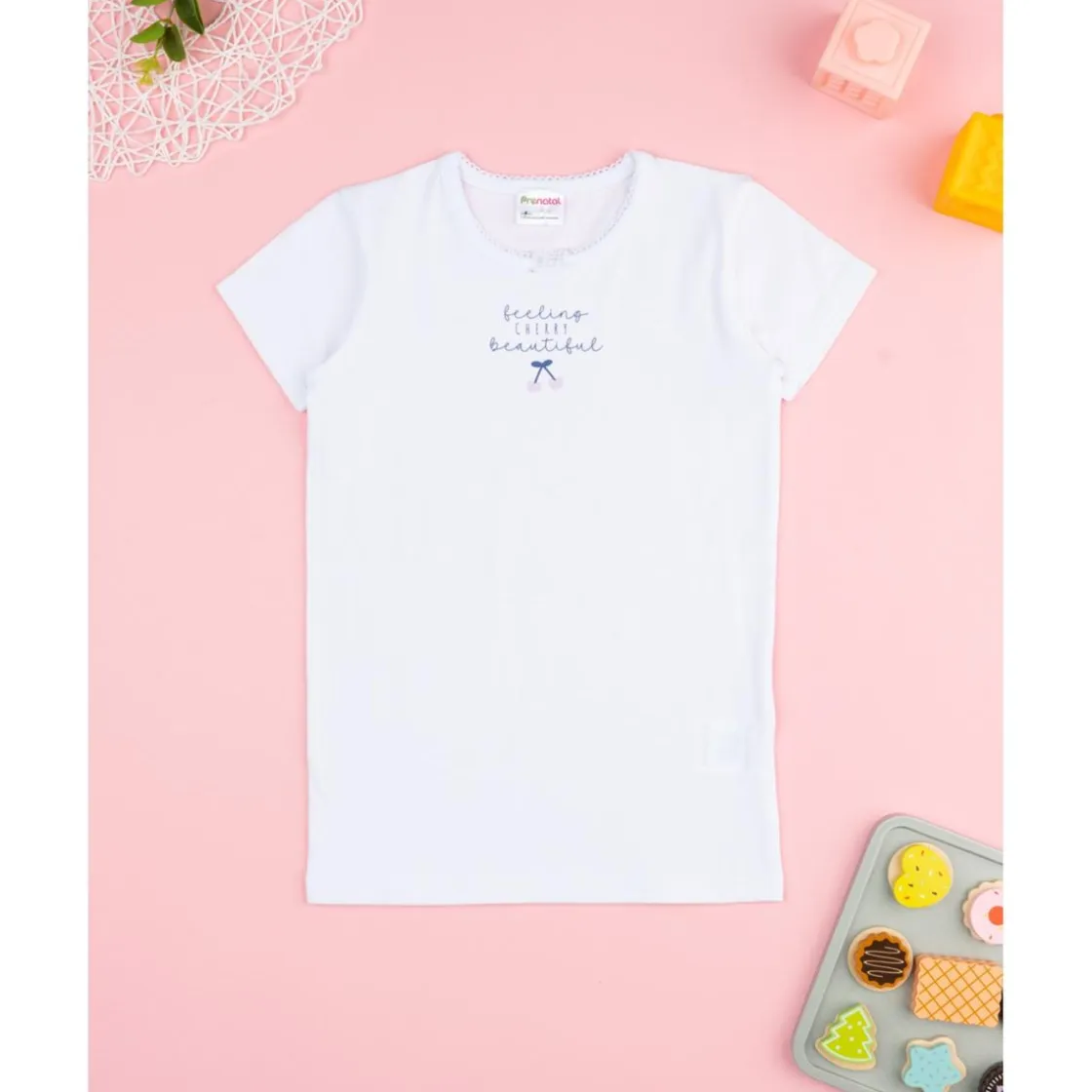 Prenatal Camiseta niña blanca con estampado de cerezas* Descanso Y Ropa Interior·Infantil 2-10 Años