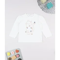 Prenatal Camiseta niña blanca con gatito* Bebé Niña 3-36 Meses·Camisas Y Camisetas|Niña·Bebé Niña 3-36 Meses
