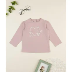 Prenatal Camiseta niña rosa patch corazones