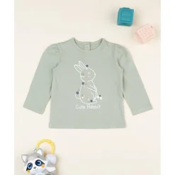 Prenatal Camiseta niña verde con conejito