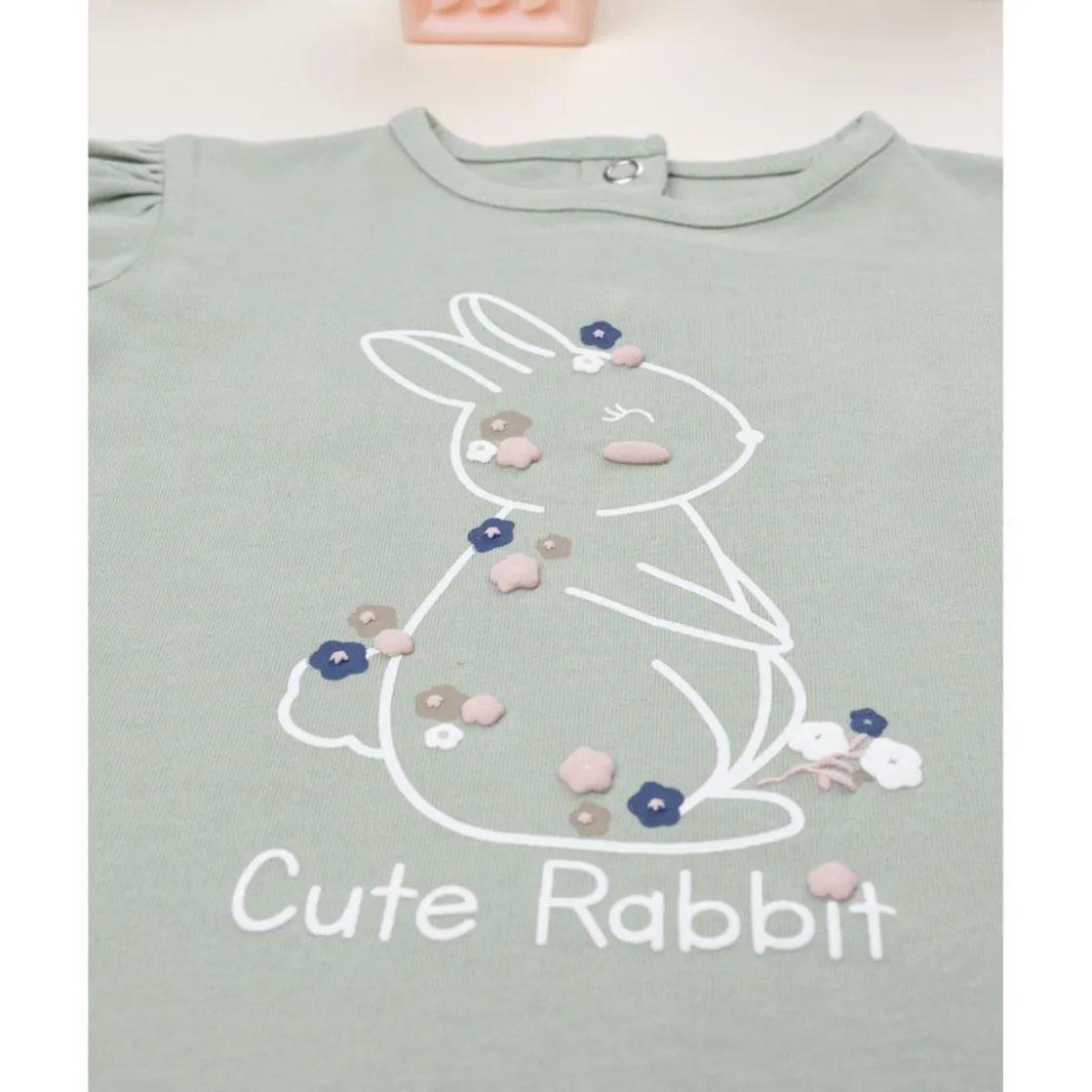 Prenatal Camiseta niña verde con conejito