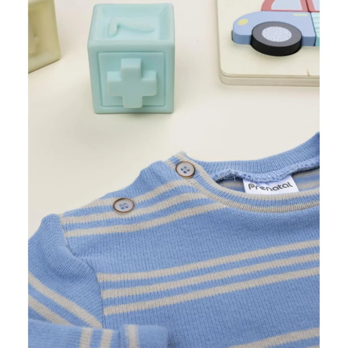 Prenatal Camiseta niño rayas azul y gris