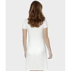 Prenatal Camisón de parto de manga corta totalmente abierto blanco