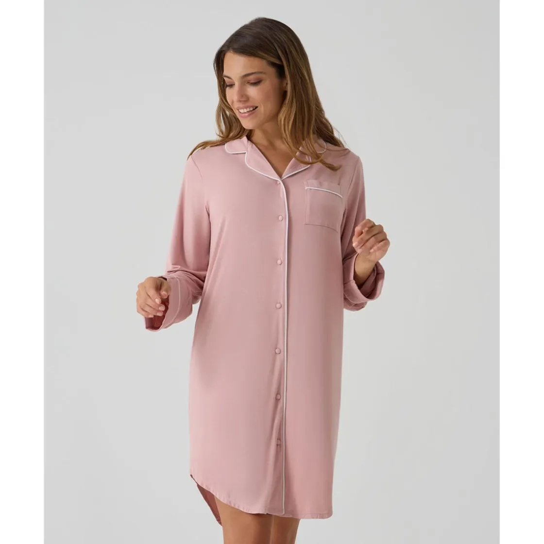 Prenatal Camisón premamá y de lactancia rosa con botones