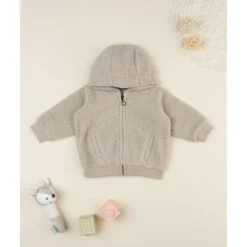 Prenatal Cardigan bebé beige con capucha efecto peluche