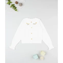 Prenatal Cardigan blanco con bordados para niña* Niña·Niña 2-10 Años|Niña 2-10 Años·Jerséis Y Sudaderas