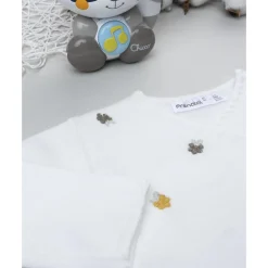 Prenatal Cardigan tricot blanco para bebé niña con bordados florales* Recién Nacido·Primeras Salidas|Primeras Salidas·Cardigans