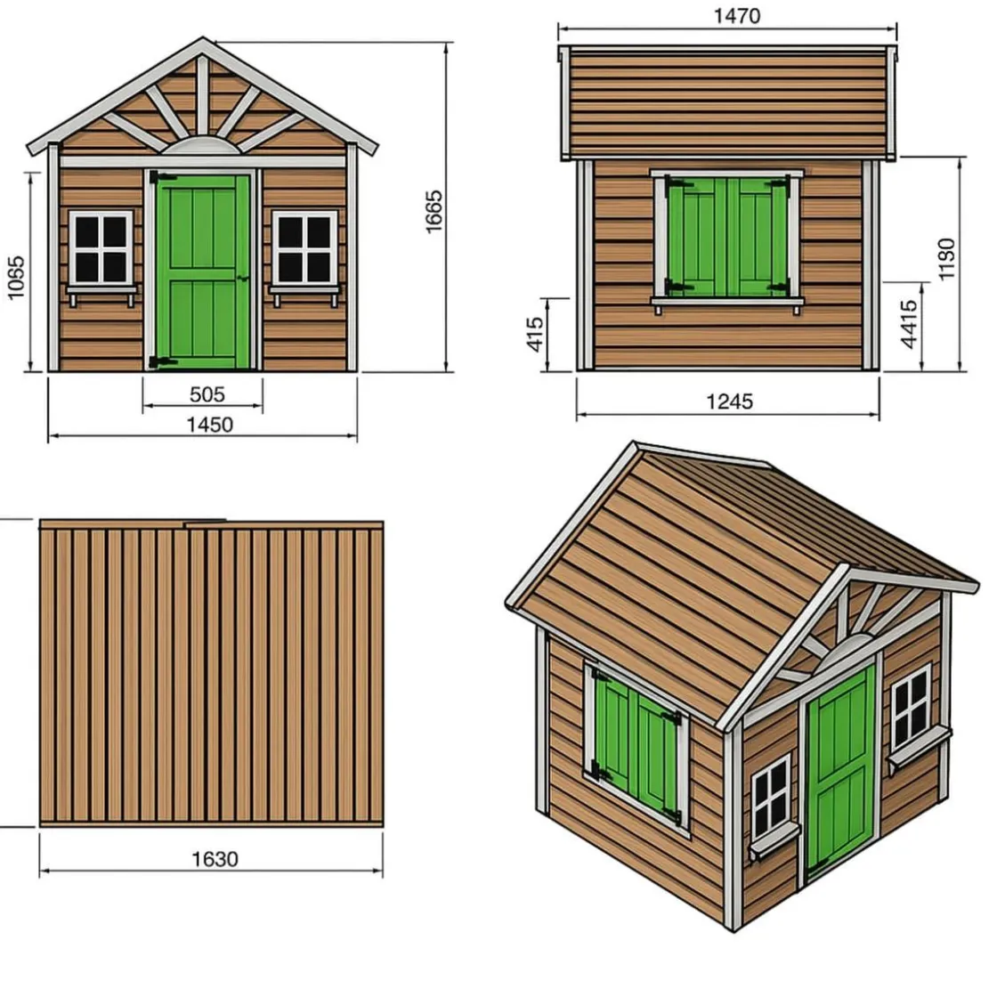 MASGAMES Casita infantil Visby de madera Verde* Casas