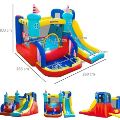 OUTSUNNY Castillo Hinchable con tobogán 265 cm* Castillos Hinchables