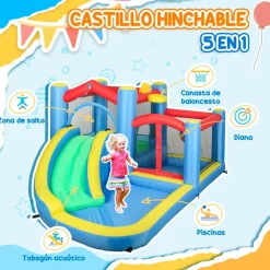 AIYAPLAY Castillo inflable 5 en 1 con tobogán y piscinas* Castillos Hinchables