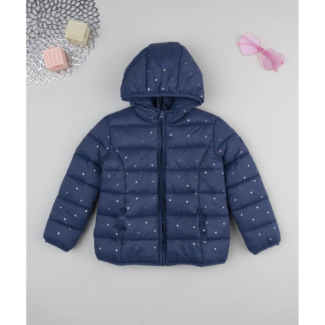 Prenatal Cazadora niña azul marino con corazones allover* Niña 2-10 Años·Abrigos Y Plumíferos|Niña·Niña 2-10 Años