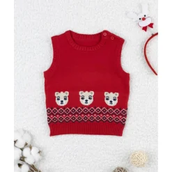 Prenatal Chaleco bebé rojo con bordados* Niño·Bebé Niño 3-36 Meses|Bebé Niño 3-36 Meses·Jerséis Y Cardigans