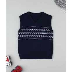 Prenatal Chaleco de niño azul con bordados